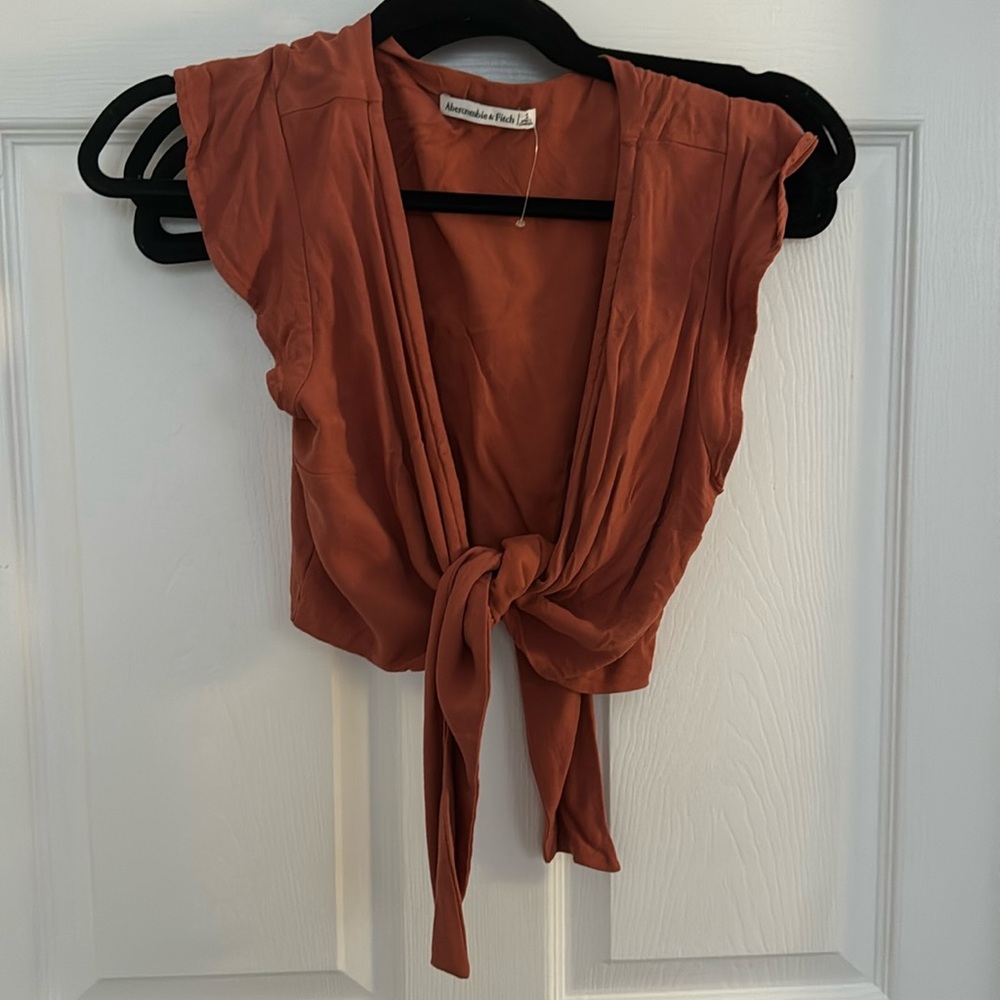 Abercrombie Tie Front Tank Top, Orange, S